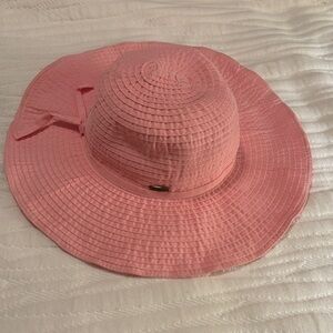 Sun ‘N’ Sand Elegant Pink Women's Sun Hat with Tie Band EUC Wire Bendable Brim